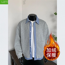 美式复古c假两件法兰绒衬衫翻领飞行夹克外套男女春秋，男装夹克，星座1210-1