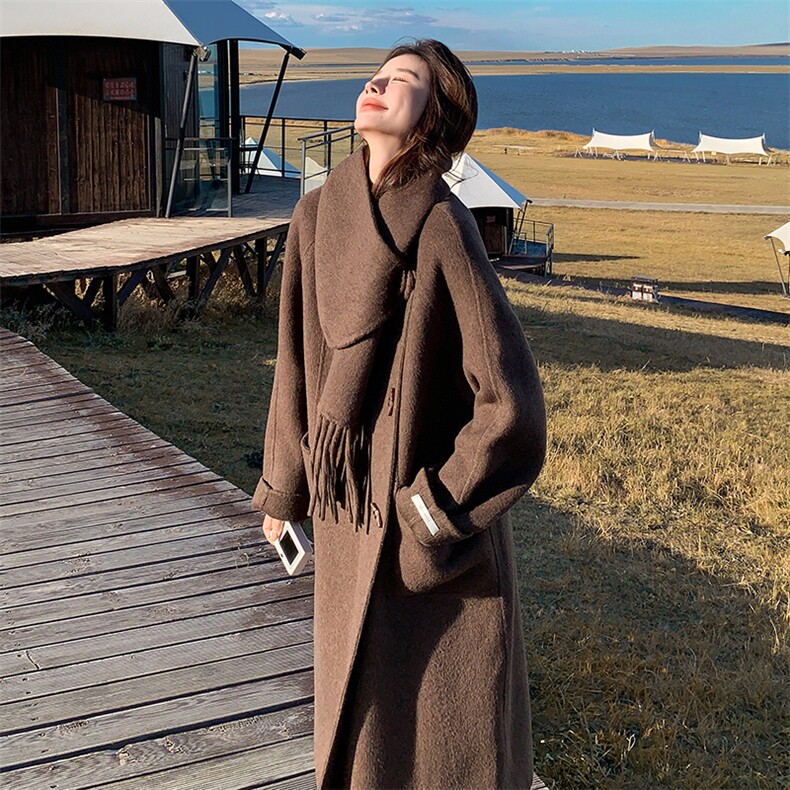 2025现货主推手工双面呢70毛羊毛大衣191-6337-P265-K388,女装双面呢大衣,韩蜜菓