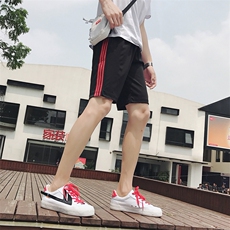 港风纯色宽松条纹五分裤子夏季运动百搭沙滩裤休闲裤612/P30，男装休闲裤，星座1506-1