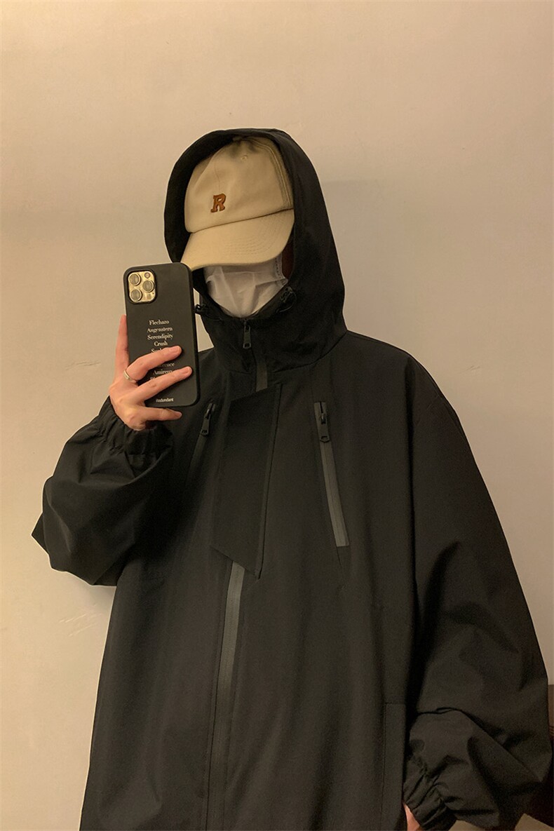 新款连帽冲锋衣夹克男港风潮流宽松休闲外套JK2307-P68,男装夹克,星座717