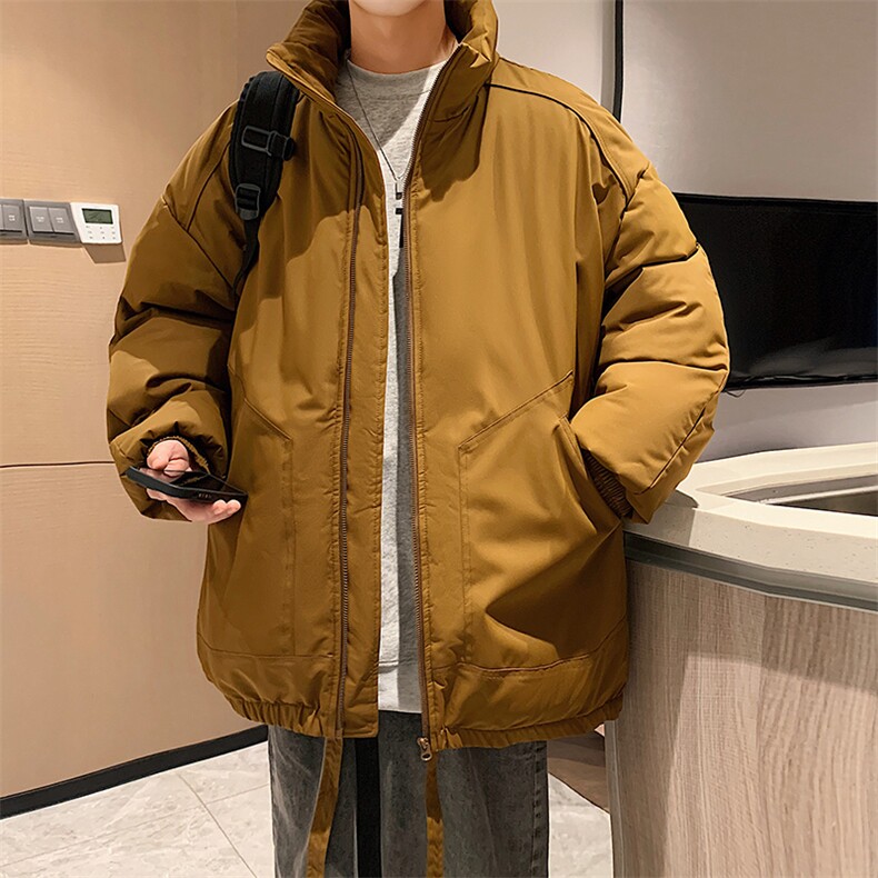 现货冬季美式休闲加厚雪山外套夹克立领纯色三防户外工装棉服,男装夹克,电商A486-1