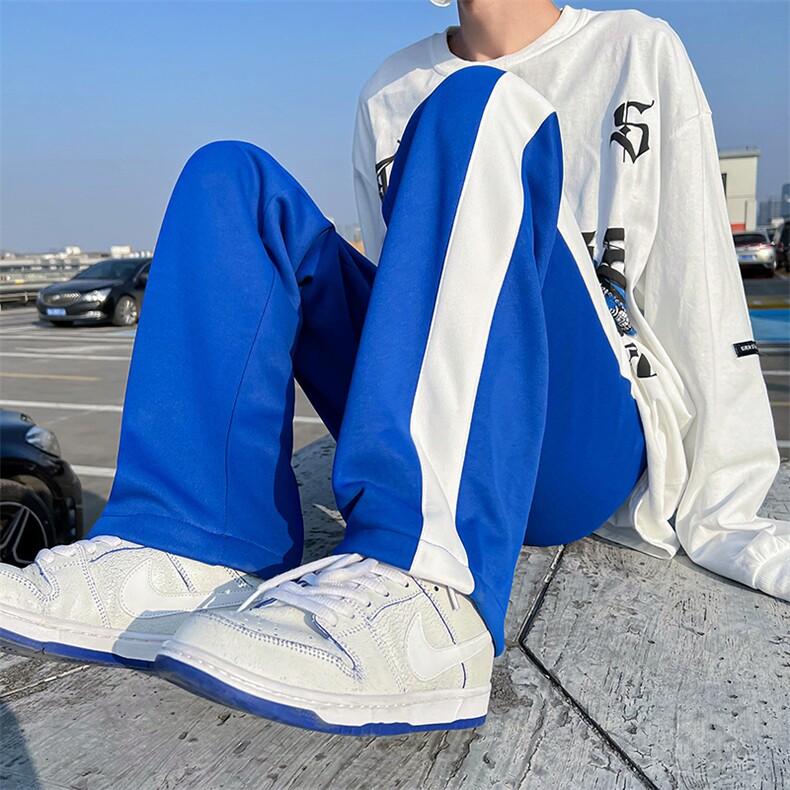 2023春装新款 港风男女同款拼接直筒休闲裤子 B221-LK22004-P50图片