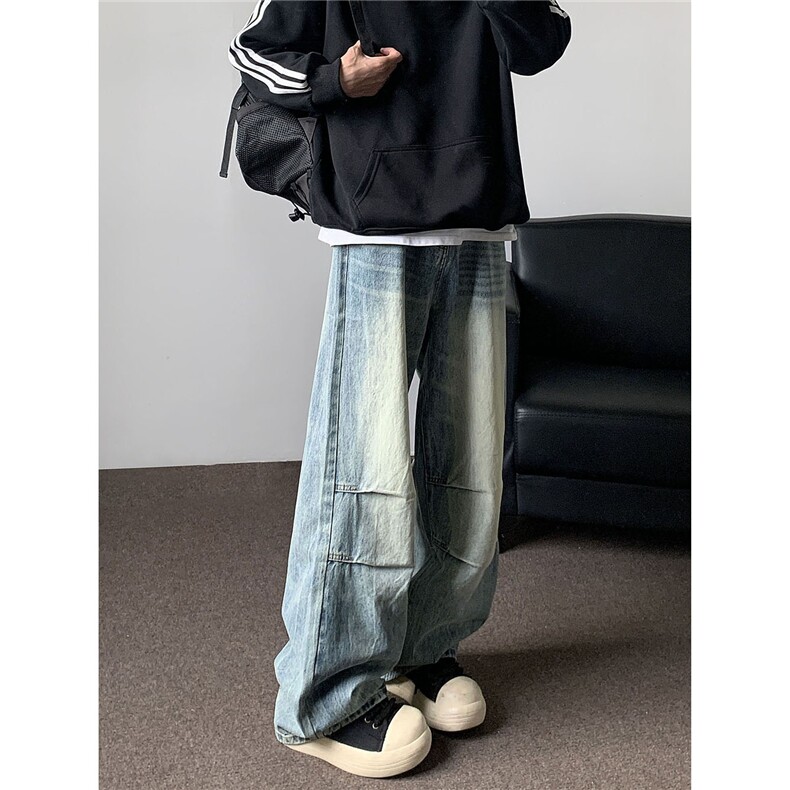 秋冬季美式高街牛仔裤男潮牌个性显高设计感休闲裤G6059/P55,男装休闲裤,电商D202-1