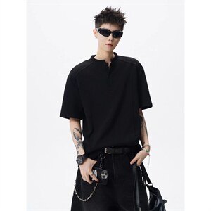 网图-高街痞帅夏季POLO衫正肩拼接男装短袖T恤大码上衣S430-特28，男装T恤，电商A233-1