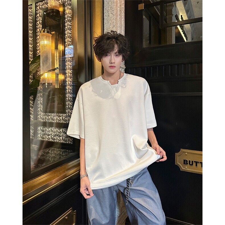 8XL-M特大码短袖男假两件五分袖高品质空气层宽松上衣DX321P35,男装T恤,电商D206-1