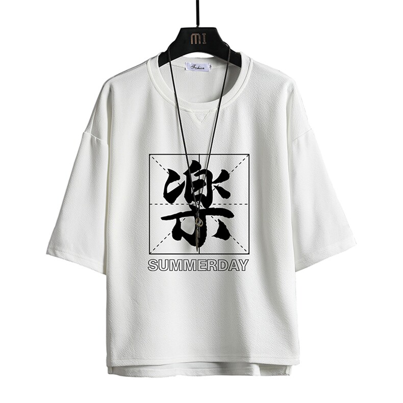 Q11197-P30春夏季七分袖t恤男大码五分袖男短袖中袖网格挂拍,男装T恤,电商A040A