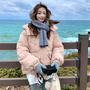 现货粉色连帽短款棉衣浙宝217-1119-155-238图片