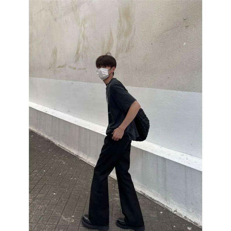 W10811-P35网图现货新款美式高街廓形西裤休闲裤直筒微喇裤子,男装西裤,星座1608