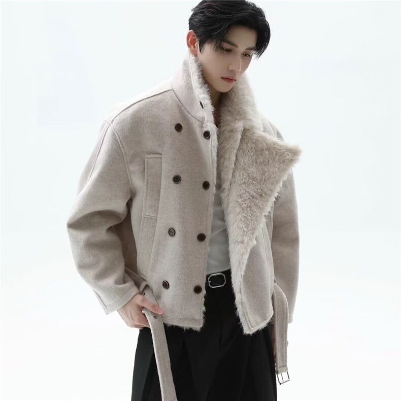 毛领棉服宽松潮牌高街加绒情侣美式外套网B142-P130，男装棉衣，星座910-1