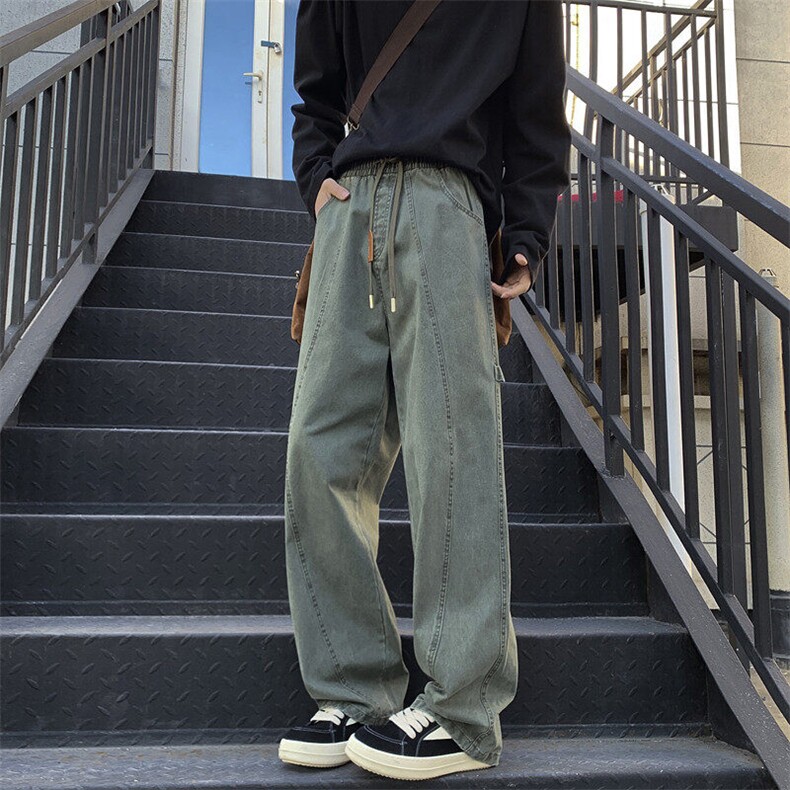 25年春纯棉洗水休闲裤宽松工装裤外景模图现货C323-1-C7808-TP55，男装休闲裤，电商C323-1