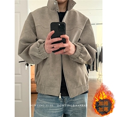 网图扎染pu立领皮加棉夹克情侣棉服外套男H2506-1加棉特P73，男装夹克，电商A341