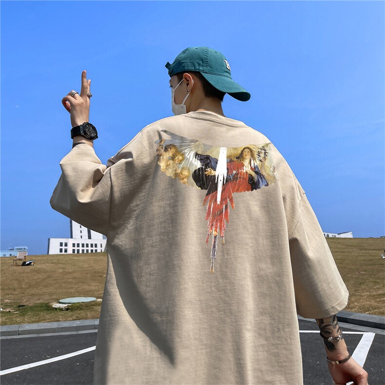 纯棉T恤直播高品质重磅220克翅膀印花T1999-p25,男装T恤,星座508（原C305）