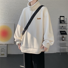 WY10180-特P65重磅美式可翻领大码立领绒感半拉链卫衣外套，女装短外套，电商A059