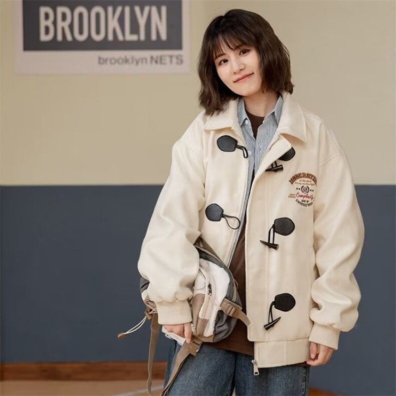 牛角扣连帽风衣女2025冬季新款宽松中长款慵懒风外套潮，男装风衣，星座1210-1