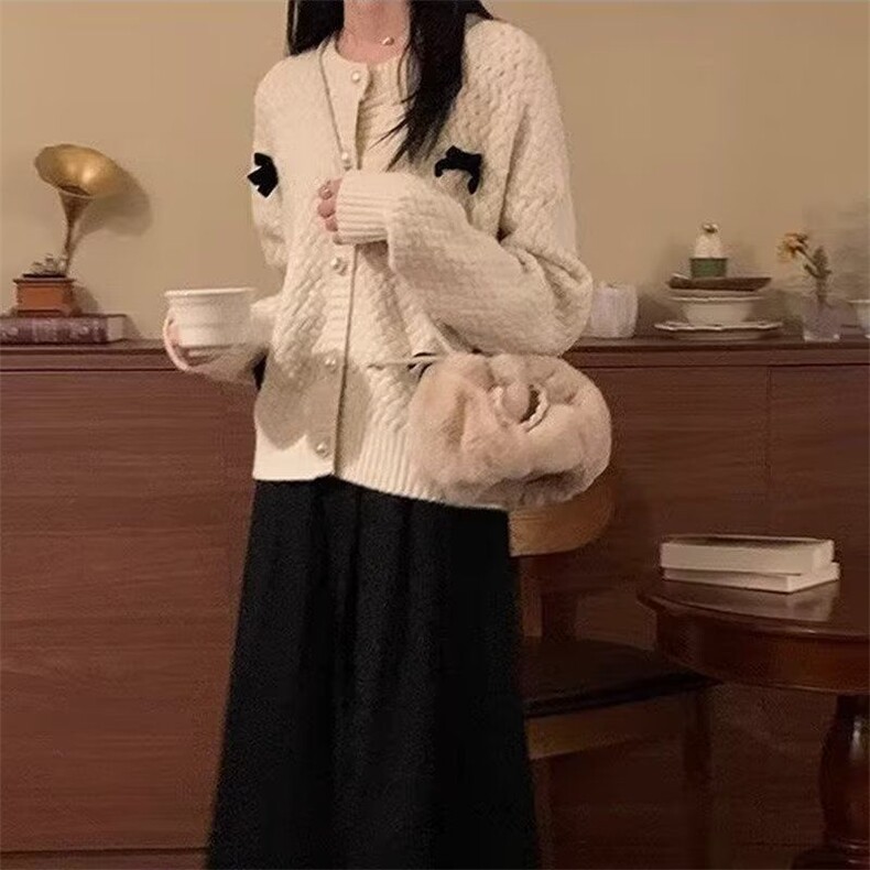 2024秋冬新款开衫复古休闲毛衣美式复古休闲慵懒风针织衫女外套,男装针织衫/毛衣,星座506A