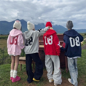 5651-P52原版毛巾绣+印花+内抽+十字拉链休闲卫衣薄款/加绒图片