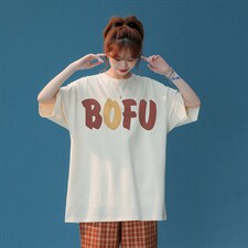 中性夏季青春全棉宽松情侣ins圆领短袖T恤T1051P25控38，男装T恤，A247A