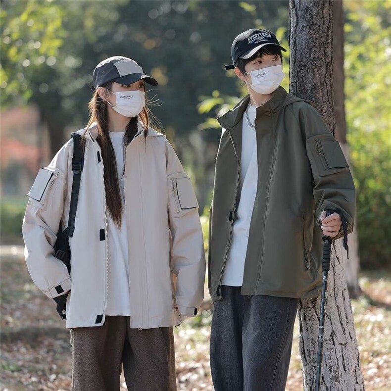 冲锋衣男潮牌户外连帽登山服露营徒步冲锋衣外套RF1992-P68,男装夹克,星座1001-1