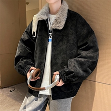 座山雕男装冬季美式加绒加厚夹棉皮衣外套潮情侣款XZ102B-1P115，男装皮衣，星座102B-1
