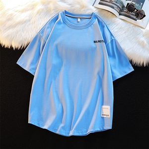 夏上新潮牌纯色半袖港风宽松短袖T恤男女同款半袖1566-P38 控价58图片