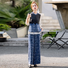 晒谷场家480257！100桑蚕丝青花瓷景泰蓝龟裂纹提花立袖马甲坎肩，女装套装/套裙，利佳可人