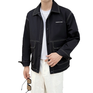 社会小伙轻奢秋季新款翻领工装休闲夹克印花外套男 JK128-P110图片