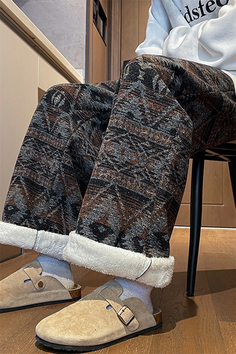 8XL-M羊羔绒裤子男冬季加绒加厚民族风重磅针织棉裤大码KZ023P78,男装休闲裤,电商B312