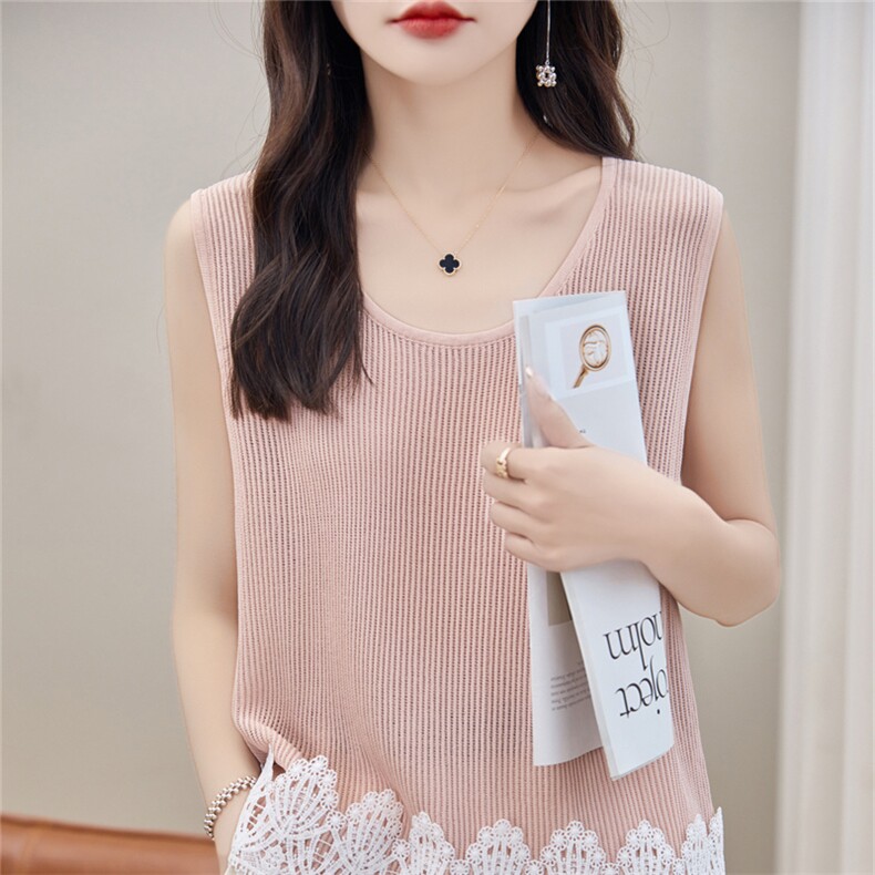 时尚修身显瘦钩花背心吊带女夏季新款无袖针织衫内搭打底上衣,女装背心吊带,暖姿羊绒