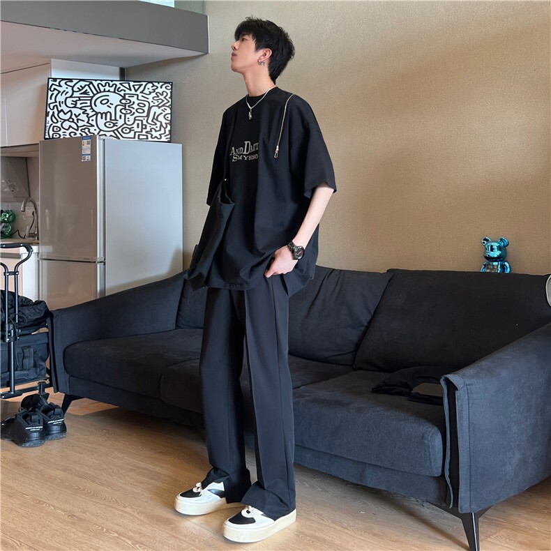 A450-XK8008-P65控价98cleanfit西装裤vibe风开叉休闲裤,男装休闲裤,电商A450