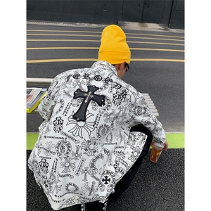 潮牌设计感夹克秋季美式街头男士工装宽松痞帅牛仔外套JK1087-P85图片