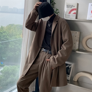 风衣男冬中长款韩版休闲毛呢大衣宽松百搭呢子外套Y01-P95图片