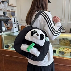 熊猫单肩包挎包精品毛绒包包可爱背包