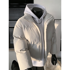 现货5W件冬季三防重磅硬挺boxy短款羽绒立领PU皮棉衣外套加厚棉服，男装棉衣，电商A486