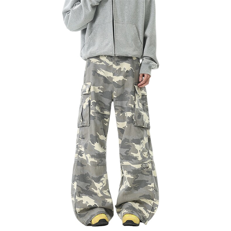 迷彩大口袋宽松微弹抽绳工装裤春秋潮牌男女休闲长裤YD309-P75，男装工装外套，星座509