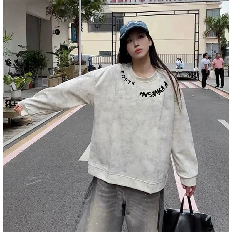 抖音得物 25秋冬美式高街重磅水洗满天星扎染圆领卫衣ACM4901图片