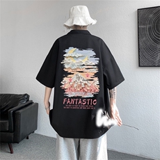 电商DSA028-MDSP846P38夏季新款港风百搭潮流印花短袖衬衫男，男装T恤，电商A028