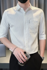 夏季男士七分袖条纹衬衫男休闲修身休闲衬衣A236-C660-P55，男装衬衫，电商A236