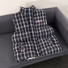 美式格子刺绣立领棉服马甲新款潮流加厚保暖外套，男装棉衣，星座410-6（原星座1304-1）