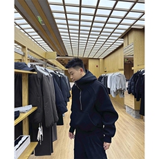 抖音得物高品质二开26春装重磅宽松结构拉链设计高领连帽卫衣W76，男装卫衣，电商A486