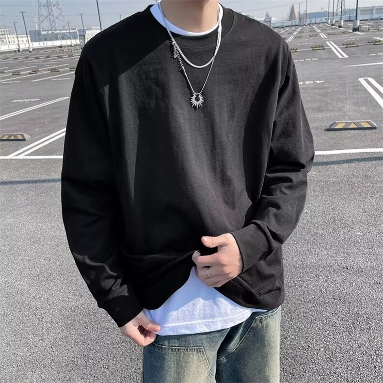 青少年短袖长袖t恤男士春秋季ins潮牌衣服宽松无帽卫衣T125/32图片