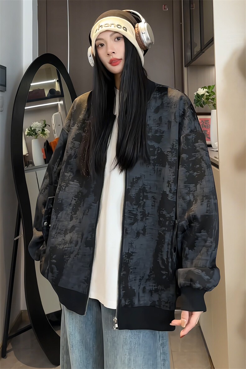 JK5063/P65秋装新款不起球不掉色卫衣男夹克棒球服宽松大码外套,女装卫衣/绒衫,电商A141