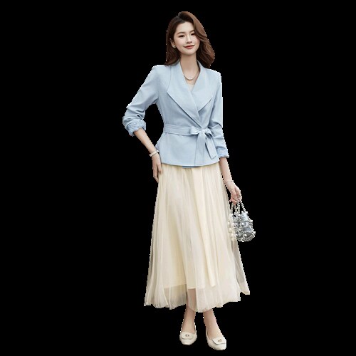 现货2026春装新款时尚气质潮流女小外套蕾丝半裙套装通用两件套，女装套装/套裙，奋斗女王