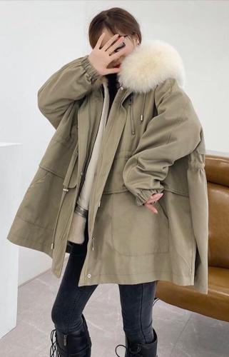 ZHG8112狐狸大毛领獭兔内胆背后拉链皮草派克服,女装皮草,L·H·X