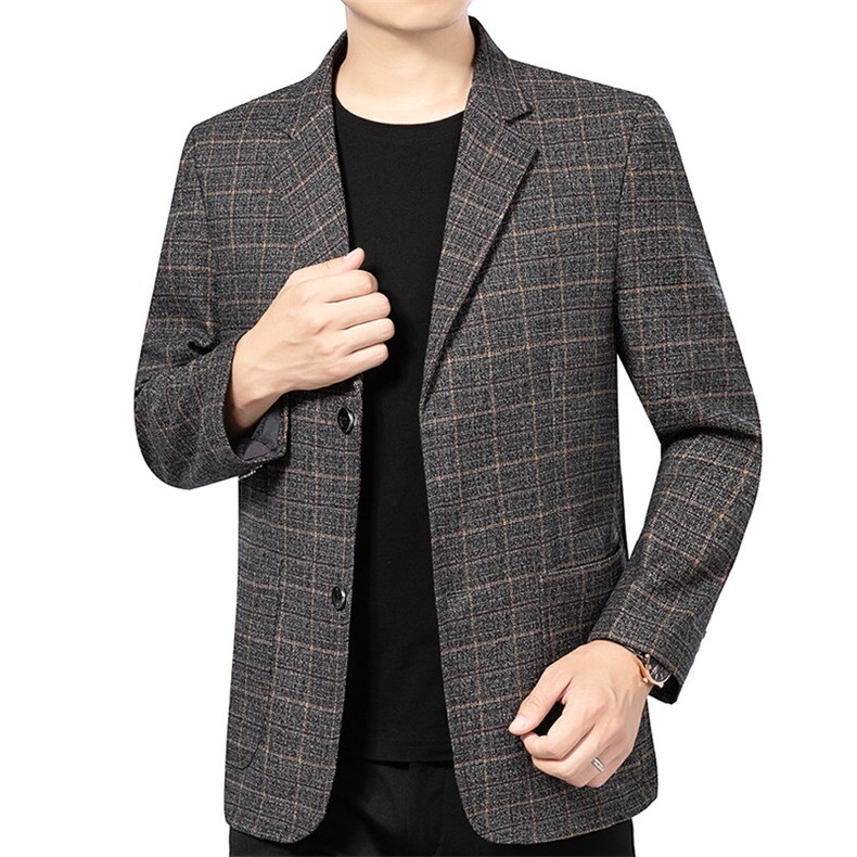 春秋新款中年男士休闲西服上衣中老年西装爸爸薄款外套,男装西服,钱塘6003（原4033）