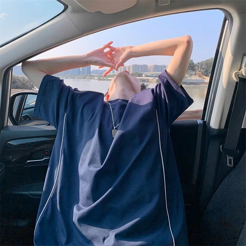 C543P38t恤男夏季美式高街重磅设计感拉链潮牌痞帅炸街宽松短袖,男装T恤,星座512-6