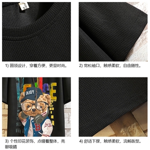 HT73211-P22 华夫格t恤男短袖男大码五分袖  砖墙图片