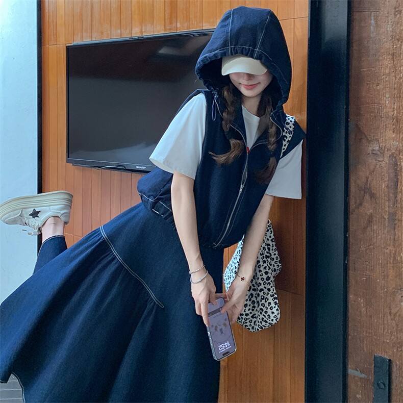 【2025春款】百搭时髦减龄青春遮肉牛仔套装088-7713p165k228,女装套装/套裙,2C088