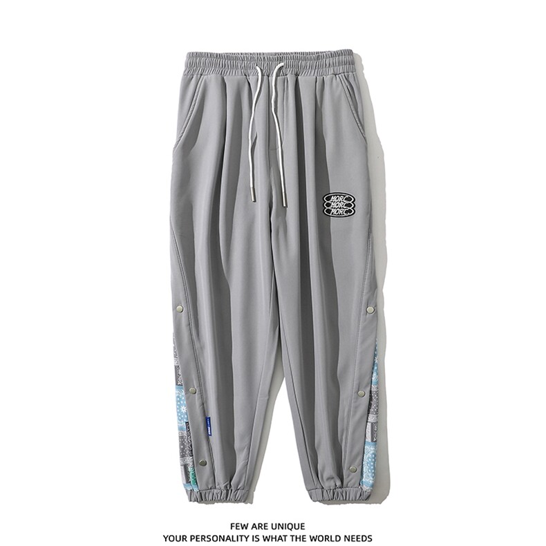 加绒加厚港风冬新款侧开叉排扣束脚运动休闲裤2110-2-P65控80,男装休闲裤,星座914-3