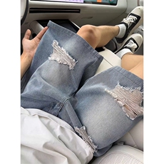 宽松百搭高街短裤破洞宽松水洗韩版复古牛仔短裤K780TP35控58，男装牛仔裤，电商A102B
