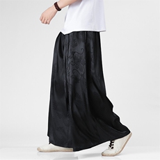 2025新中式马面裤汉服龙纹冰丝阔腿裤电商A057-K375-P55，男装民族服装，电商A057B